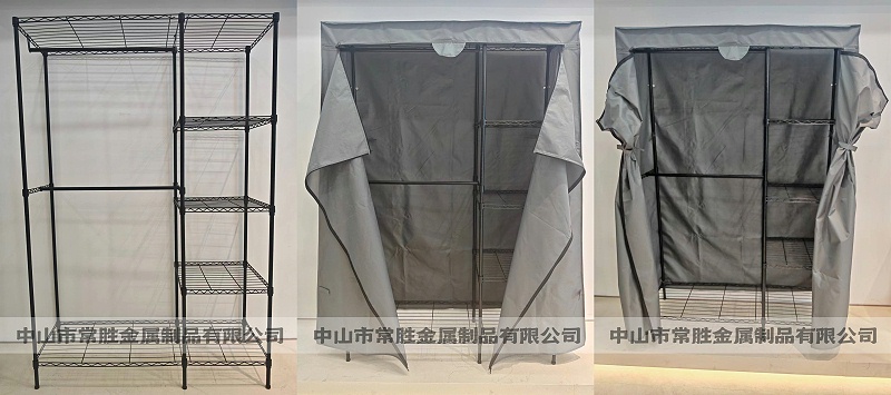熱銷帶環(huán)保防塵布罩簡易衣櫥架推薦